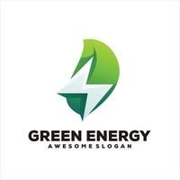 logotipo de ilustração de gradiente de energia de folha verde vetor