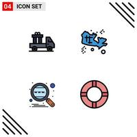 pacote de ícones de vetores de estoque de 4 sinais e símbolos de linha para entrega de caminhão de motor de busca de tesouro elementos de design de vetores editáveis