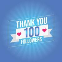modelo de agradecimento para mídias sociais. cem seguidores, assinantes, como. 100 seguidores usuário obrigado comemore de 100 inscritos e seguidores. vetor