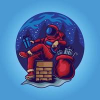 astro santa com presente na ilustração de natal vetor