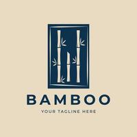 bambu natureza vintage logotipo minimalista design de ilustração vetorial vetor