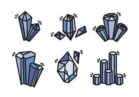 Coleção de ícones vetoriais de pedra de cristal de quartzo vetor