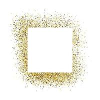 cartão com moldura quadrada branca sobre fundo de glitter dourado. fundo branco vazio. ilustração vetorial. vetor