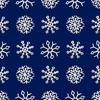 fundo sem emenda de flocos de neve desenhados à mão. flocos de neve brancos sobre fundo azul. elementos de decoração de natal e ano novo. ilustração vetorial. vetor