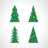 conjunto de quatro árvores de natal com bolas de natal e decorações. ilustração vetorial. vetor