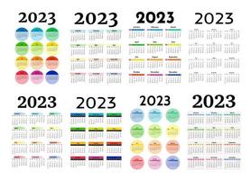 calendário para 2023 isolado em um fundo branco vetor