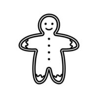 Doodle ilustração de um homem de gengibre. ícone de biscoitos para design de cartões, cartazes, embrulho de presente. vetor
