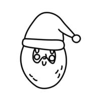 Doodle ilustração com sorriso de Papai Noel em estilo moderno de desenho animado. elementos de design para cartão de natal, pôster, convite, pôster, embalagem. vetor