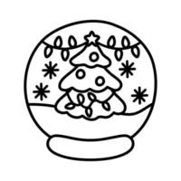 vidro globo de neve design decorativo de natal. árvore de natal bonito dos desenhos animados. vetor