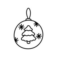 bola de natal de árvore em um fundo branco. ilustração de rabiscos. vetor