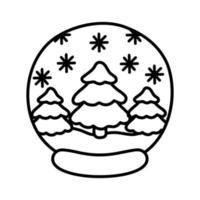 vidro globo de neve design decorativo de natal. árvores de natal bonitos dos desenhos animados. vetor