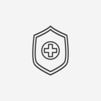 seguro de saúde, vetor de ícone de guarda de escudo médico cruzado isolado. medicina, sinal de símbolo de proteção médica