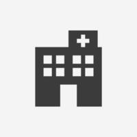vetor de ícone de edifício hospitalar isolado. clínica, médico, sinal de símbolo médico