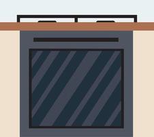 Forno preto estilo plano de vetor isolado. ilustração plana de forno e fogão de cozinha