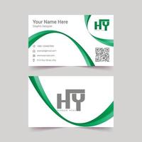 cartão de visita profissional verde com código de barras vetor