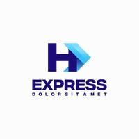 vetor de conceito de design de logotipo inicial expresso rápido h, símbolo de design de logotipo de seta expressa