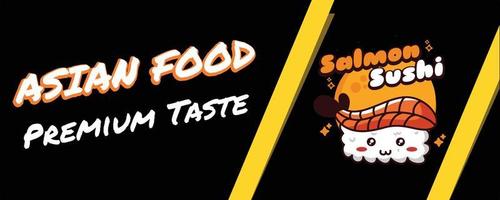 banner bonito de comida asiática de sushi vetor