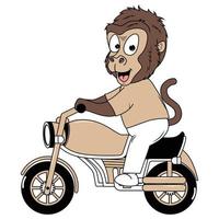 animal bonito desenho animado passeio de motocicleta vetor