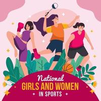 meninas e mulheres nacionais no conceito de esportes vetor