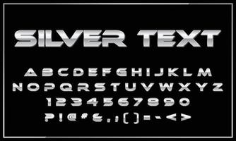 Conjunto de letras e números de cor prata 3D vetor