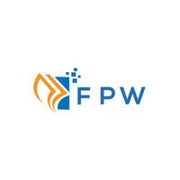 design de logotipo de contabilidade de reparo de crédito fpw em fundo branco. conceito criativo do logotipo da letra do gráfico do crescimento das iniciais fpw. design de logotipo de finanças de negócios fpw. vetor