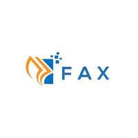 design de logotipo de contabilidade de reparo de crédito de fax em fundo branco. conceito de logotipo de letra de gráfico de crescimento de iniciais criativas de fax. design de logotipo de finanças de negócios de fax. vetor