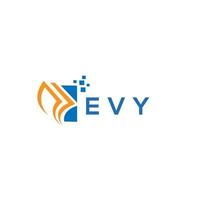 design de logotipo de contabilidade de reparação de crédito evy em fundo branco. conceito criativo do logotipo da letra do gráfico de crescimento das iniciais evy. design de logotipo de finanças de negócios evy. vetor