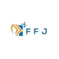 design de logotipo de contabilidade de reparo de crédito ffj em fundo branco. conceito de logotipo de carta de gráfico de crescimento de iniciais criativas ffj. design de logotipo de finanças de negócios ffj. vetor