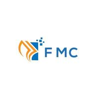 design de logotipo de contabilidade de reparo de crédito fmc em fundo branco. conceito de logotipo de carta de gráfico de crescimento de iniciais criativas fmc. design de logotipo de finanças de negócios fmc. vetor