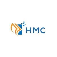 design de logotipo de contabilidade de reparo de crédito hmc em fundo branco. conceito de logotipo de carta de gráfico de crescimento de iniciais criativas hmc. design de logotipo de finanças de negócios hmc. vetor