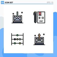 4 ícones criativos, sinais modernos e símbolos de negócios, arquivos de codificação de matemática, elementos de design de vetores editáveis