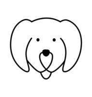 logotipo de cachorro de uma linha de vetor fofo. animal de estimação minimalista em estilo abstrato desenhado à mão. ilustração gráfica de fundo preto. ótimo design para qualquer finalidade