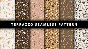 conjunto de padrões sem emenda de terrazzo. padrão de piso de mosaico. padrão sem emenda de terrazzo. coleção de padrão de terraço vetor