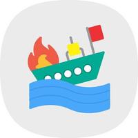 design de ícone de vetor de navio em chamas