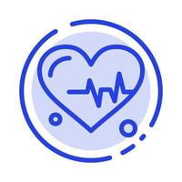 ícone de linha pontilhada azul ciência batimento cardíaco vetor