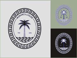 logotipo de palmeira preto e branco simples, mas luxuoso, vetor