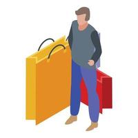 ícone de vício em compras, estilo isométrico vetor