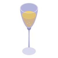 ícone de taça de champanhe de casamento, estilo isométrico vetor