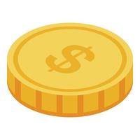 ícone de moeda de ouro do dólar, estilo isométrico vetor