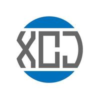 design do logotipo da carta xcj em fundo branco. conceito de logotipo de círculo de iniciais criativas xcj. design de letras xcj. vetor