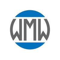 design de logotipo de carta wmw em fundo branco. conceito de logotipo de círculo de iniciais criativas wmw. design de letras wmw. vetor