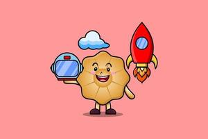 biscoitos de personagem de desenho animado mascote fofo como astronauta vetor