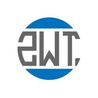 design do logotipo da letra zwt em fundo branco. conceito de logotipo de círculo de iniciais criativas zwt. design de letras zwt. vetor