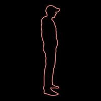 homem de néon parado em vista de boné com imagem de ilustração vetorial de cor vermelha lateral estilo plano vetor