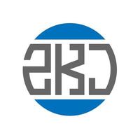 design do logotipo da letra zkj em fundo branco. conceito de logotipo de círculo de iniciais criativas zkj. design de letras zkj. vetor