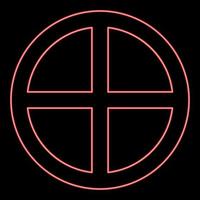neon cross round circle on bread concept parts body christ infinity sign in religioso red color vector illustration image flat style