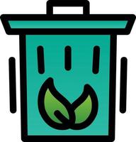 ícone plano de lixeira ecológica vetor