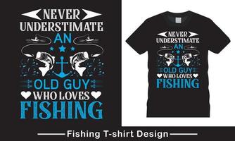 vetor de tipografia de pesca vetor de design de camiseta grátis