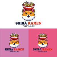 vetor cachorro fofo com uma tigela de ramen na cabeça mascote do logotipo