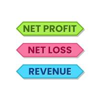 vetor de forma de rótulo financeiro de perda de lucro líquido de receita